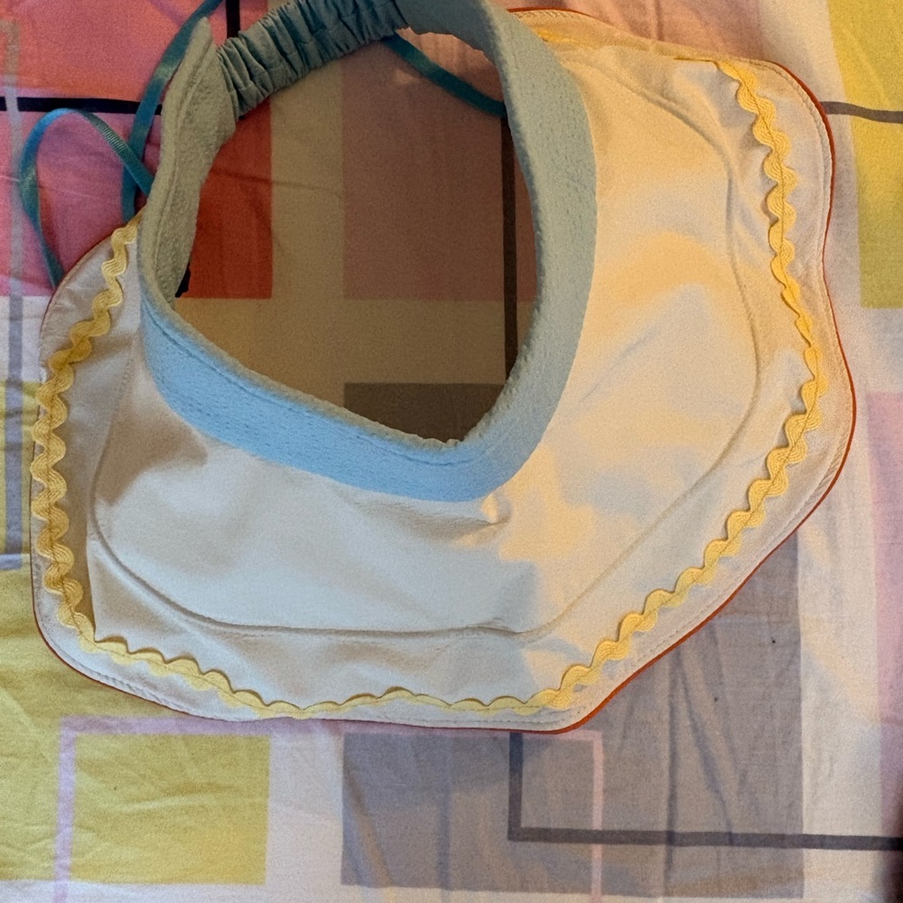 Cream and Blue Sun Hat